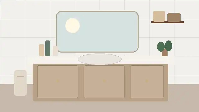 Baño pequeño ordenado con almacenaje integrado, espejo y detalles decorativos